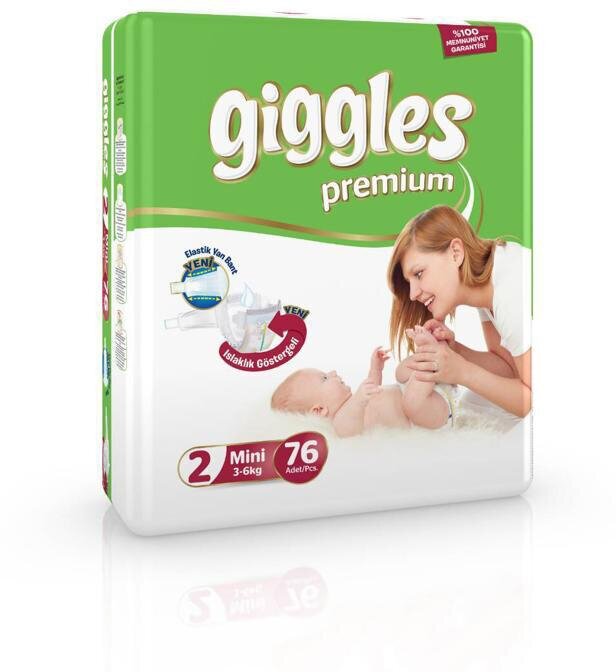 Подгузники Giggles premium Mini (2) 3-6 кг, 76 штук