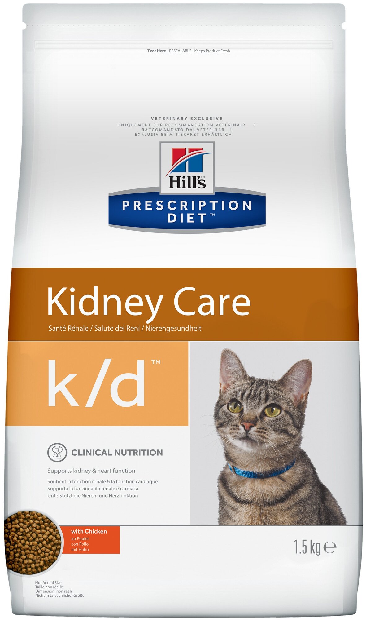 Сухой корм Hill's Prescription Diet k/d Feline для взрослых кошек для лечения мкб 1,5кг 9186M