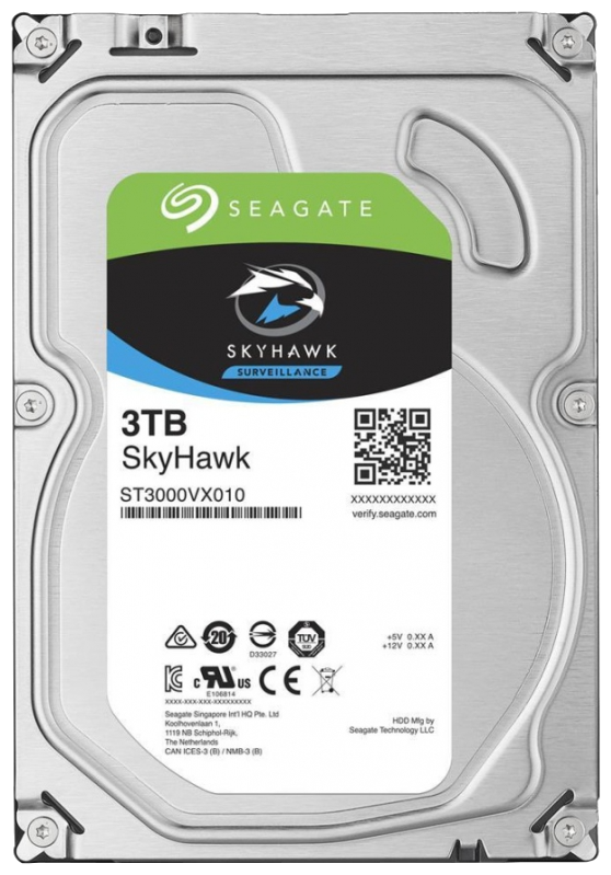 Внутренний HDD диск SEAGATE SkyHawk 3TB, SATA3, 3.5" (ST3000VX010)