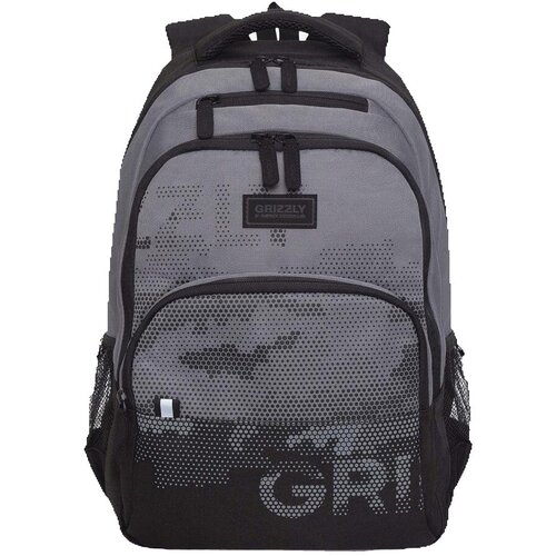 Школьный рюкзак GRIZZLY RU-330-7 серый, 32х45х23 рюкзак школьный grizzly ru 330 1 черный серый