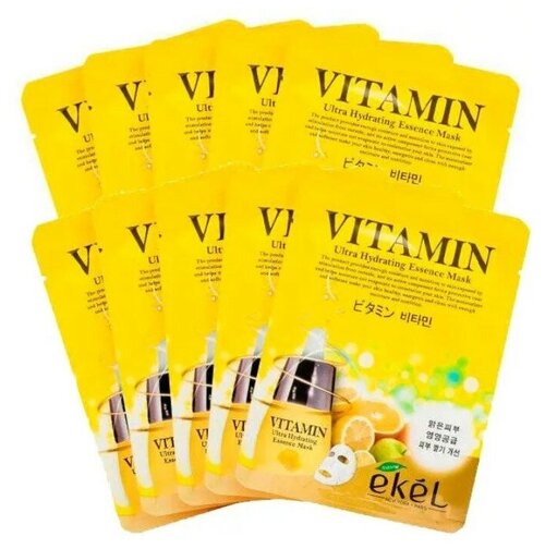 EKEL Тканевая маска для лица с витаминами Vitamin Ultra Hydrating Essence Mask 10шт 25 мл