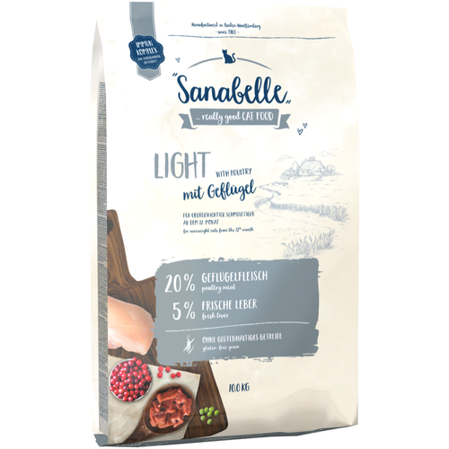 Сухой корм для кошек Sanabelle Light, профилактика избыточного веса, с домашней птицей 10 кг