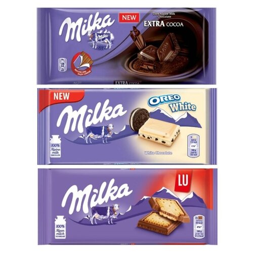фото Шоколад milka extra cocoa + oreo white + lu (набор из 3 шт), 100 г, 3 шт. mondelez international