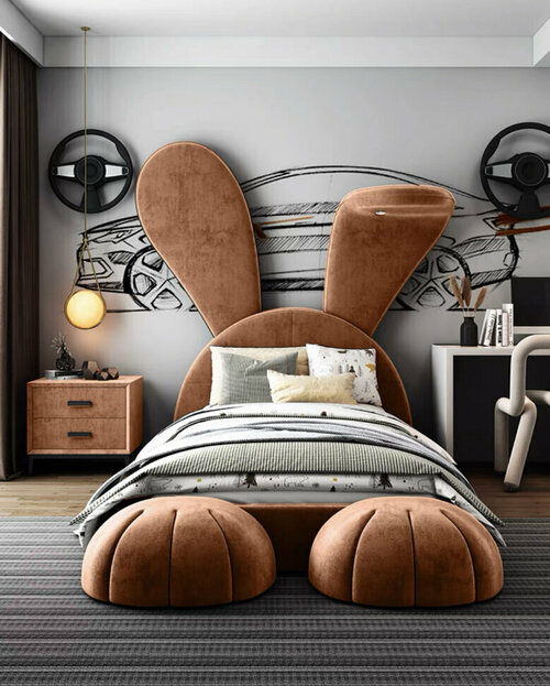 Мягкая кровать Заяц (коричневый 1200*2000 мм)