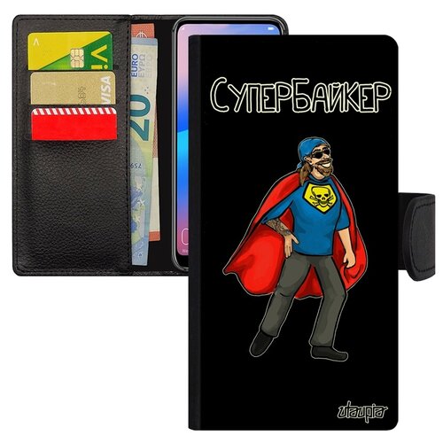 фото Чехол книжка на мобильный samsung galaxy s8, "супербайкер" герой шутка utaupia