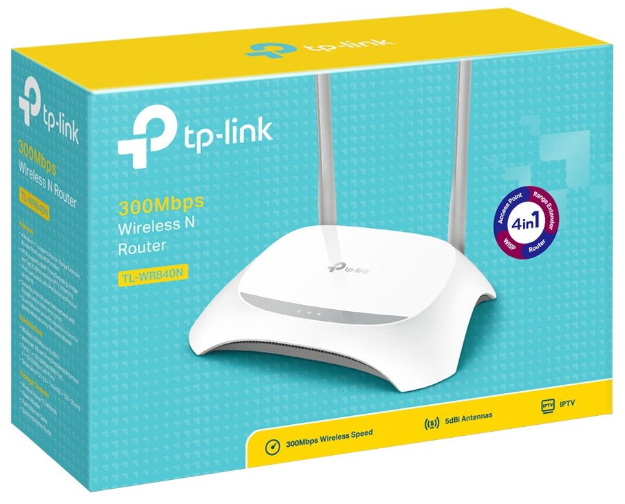 Маршрутизатор беспроводной TP-Link TL-WR840N 10/100BASE-TX белый