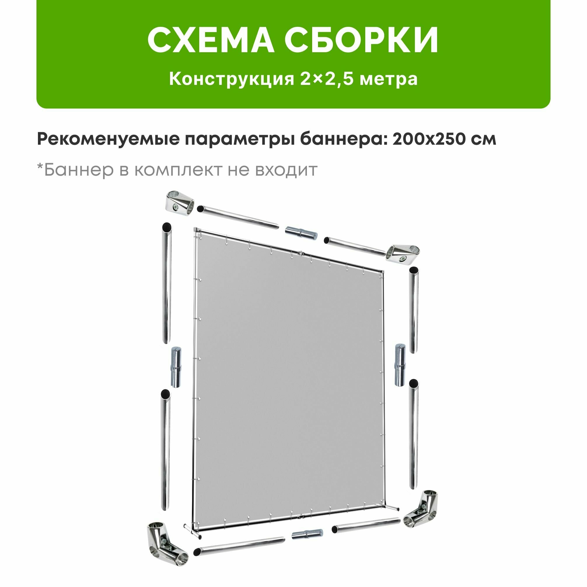 Каркас для фотозоны 2х2,5 м вертикальный / Прес вол конструкция 200х250 см / Press Wall