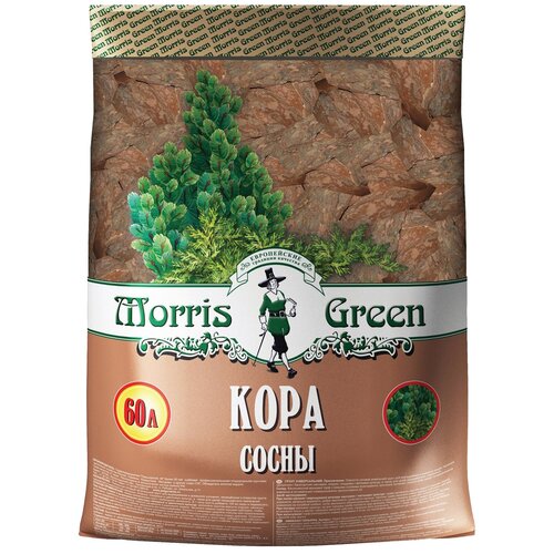 Мульча кора сосны Morris Green /крупная фракция для декорирования клумб, мульчирования приствольных кругов деревьев, почвы цветников, низкорослых растений, кустарников, 60 л