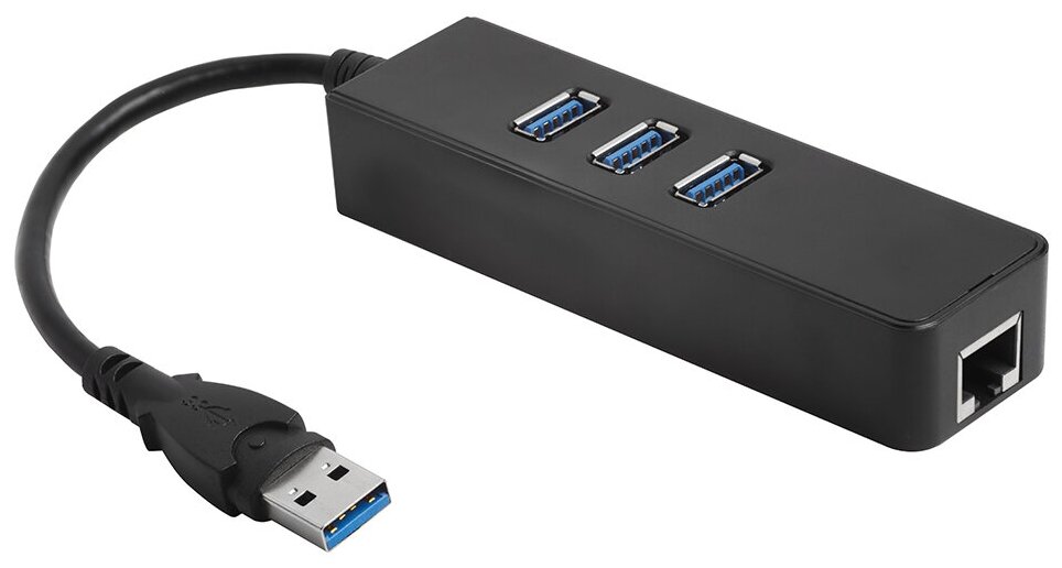 Хаб Greenconnect USB 3.0 Хаб на 3 порта + 10/100Mbps Ethernet Network (GCR-AP04)