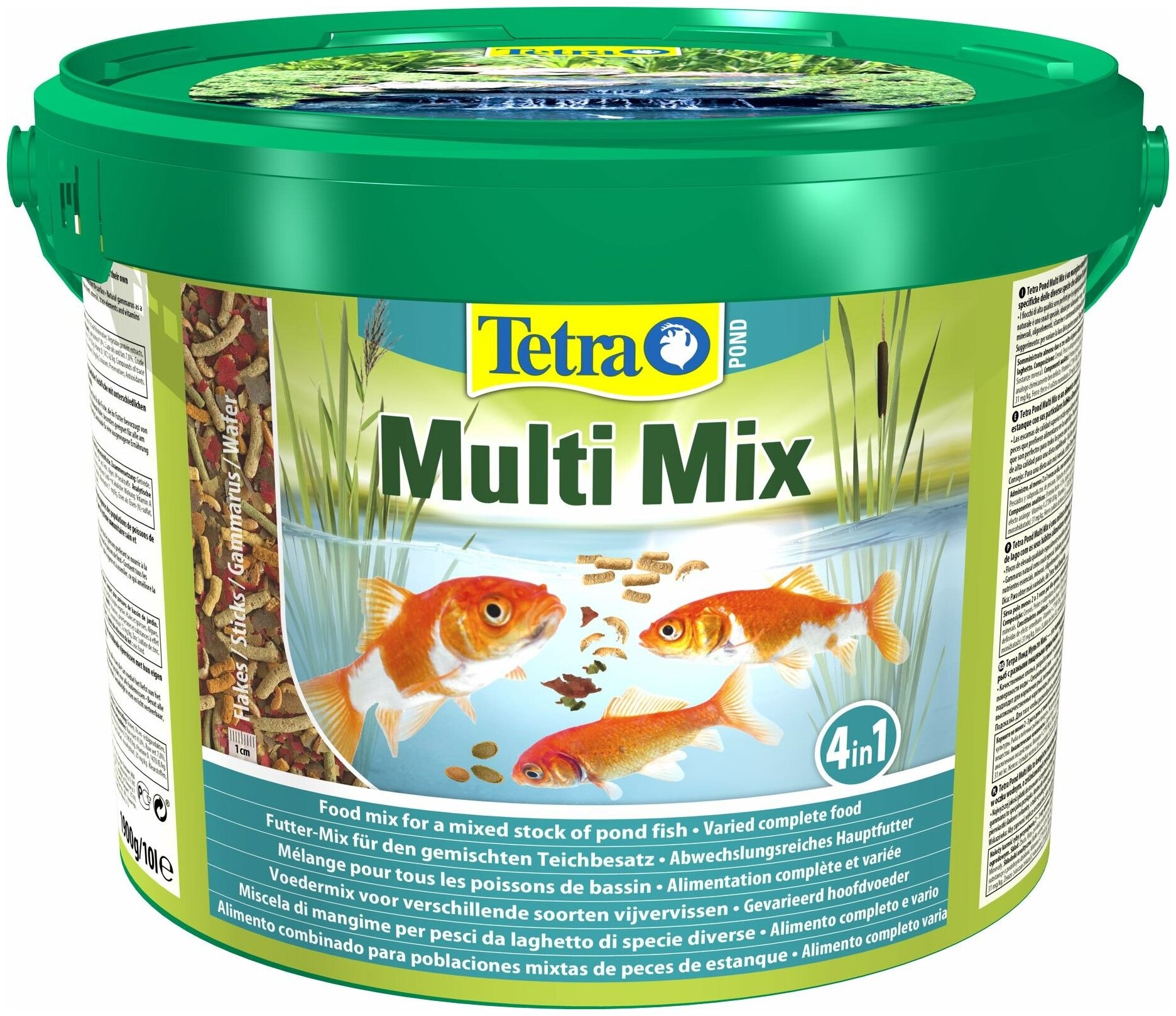 Корм для прудовых рыб Tetra Pond MultiMix 10 л (хлопья, палочки, таблетки гаммаруса)