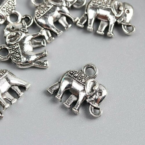 Декор металл для творчества Индийский слон серебро (А16480) 1,3х1,2 см 15 шт