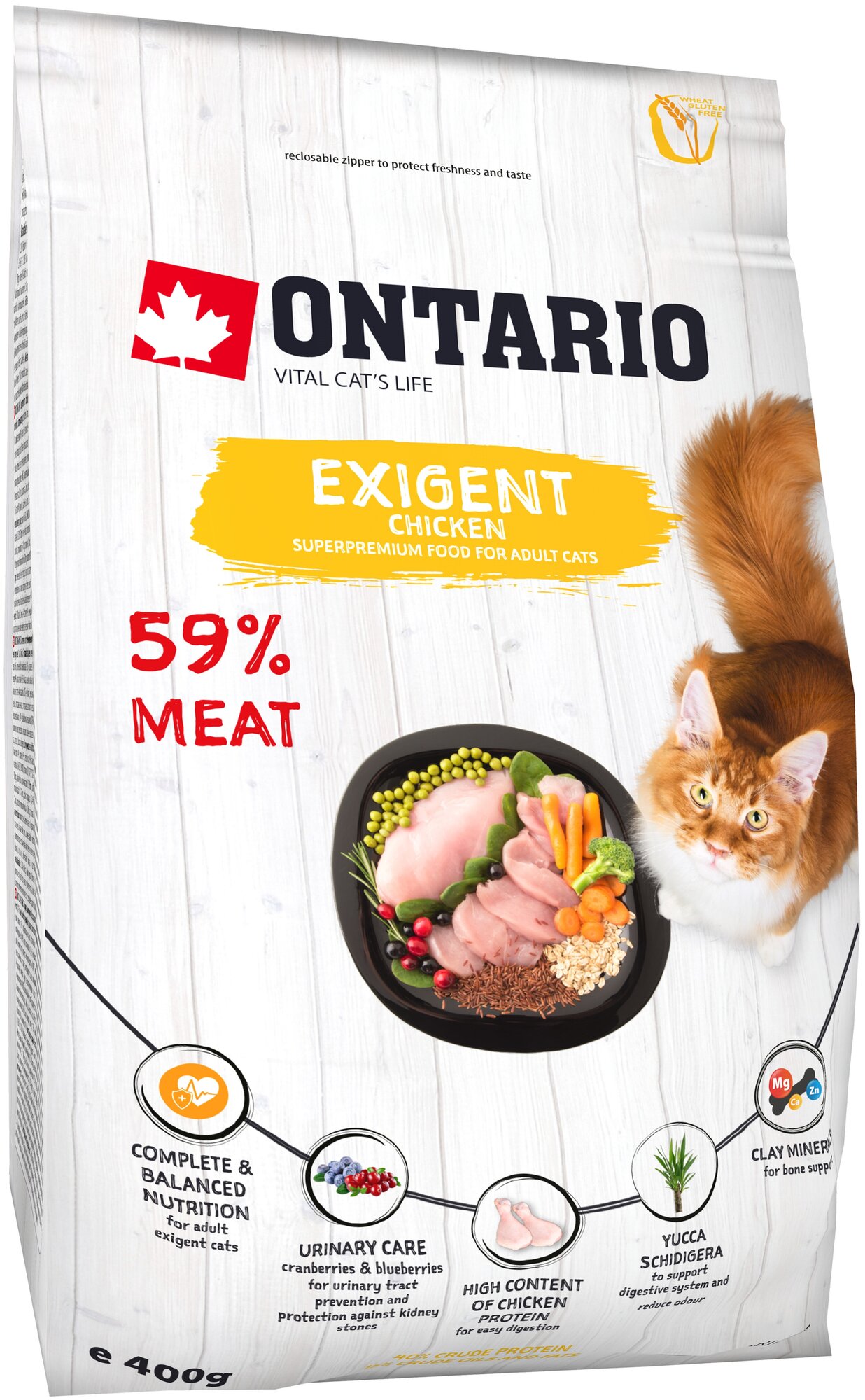 Ontario Для особо требовательных кошек с курицей (Ontario Cat Exigent) 213-10533 0,4 кг 33942 (2 шт)