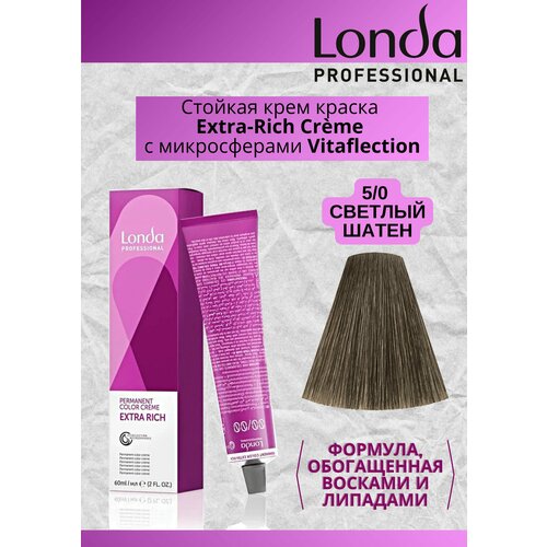 Краска для волос Londa Color Permanent 5/0 Светлый шатен 60мл