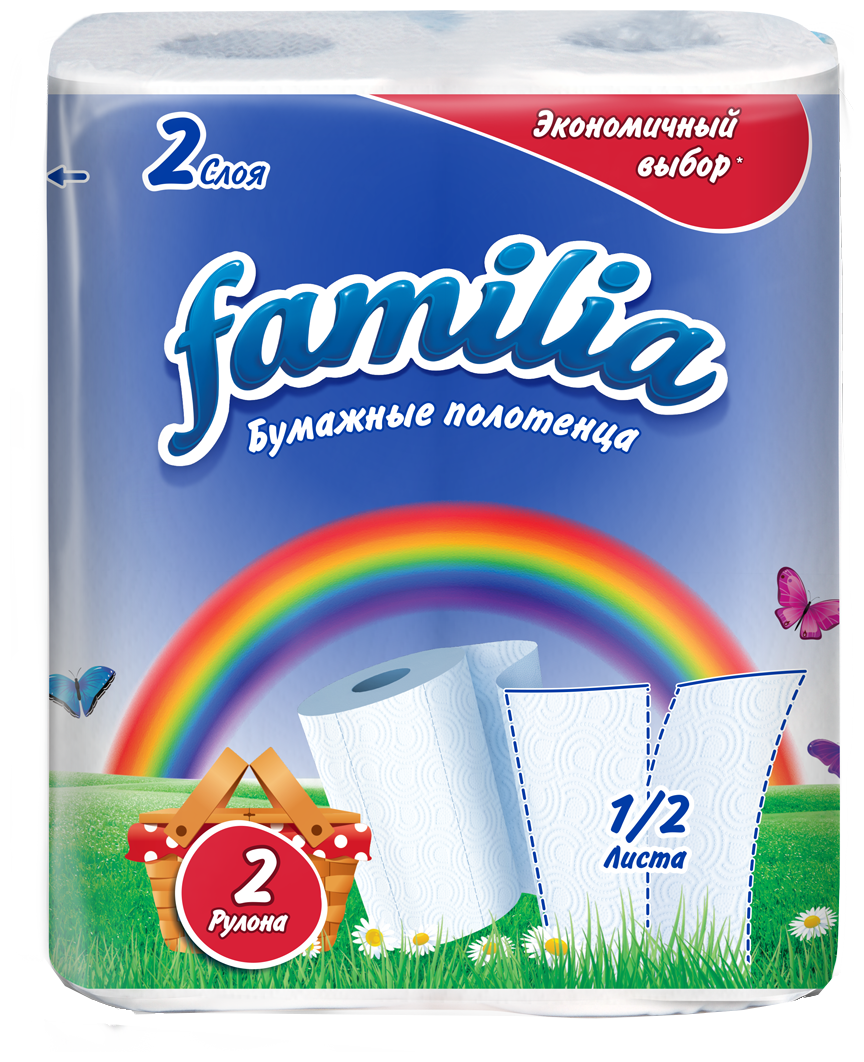 Бумажные полотенца Familia "Экономичный выбор", 2 слоя, 2 рулона - фото №2