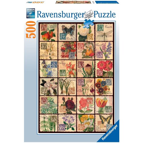 фото Пазл ravensburger винтажные цветы (14126), 500 дет.