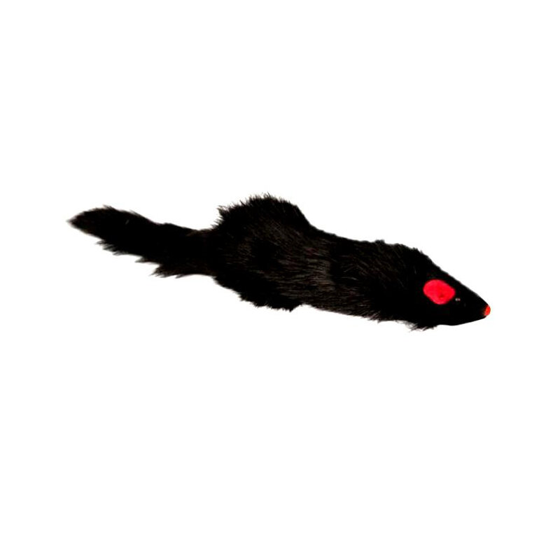Игрушка Триол для кошек Черная мышь натуральным мехом 14 см - фотография № 3