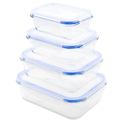 фото Набор прямоугольных контейнеров eley elstp001b 370 мл; 630 мл; 1040 мл; 1500 мл, синие