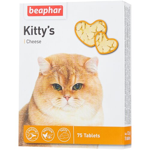 Кормовая добавка Beaphar Kitty's Cheese , 75 таб. добавка в корм beaphar doggy s mix 180 таб х 1