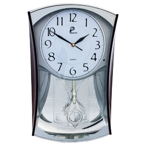 фото Настенные часы с маятником музыкальные phoenix p 040002 прямоугольные под серебро 28х48 см