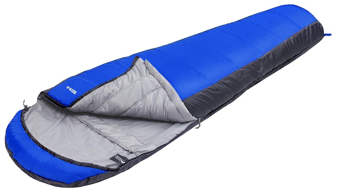 Спальный мешок Jungle Camp Bizon Jr, трехсезонный, левая молния, цвет: серый/синий