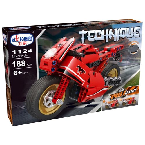 конструктор technique техник technic полицейский мотоцикл инерционный winner 1272 550 деталей Конструктор инерционный «Мотик», 188 деталей