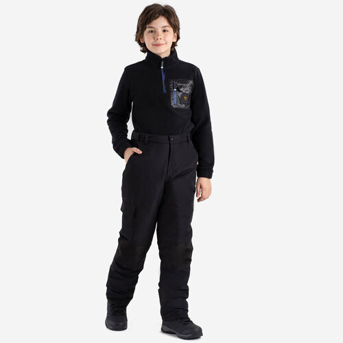 фото Школьные брюки карго kapika зимние, светоотражающие элементы, карманы, размер 152, черный