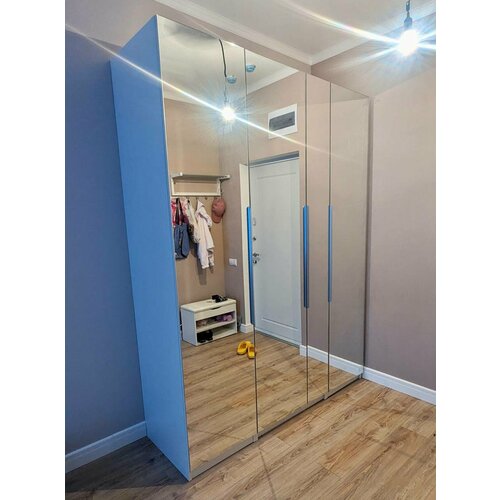 Дверь зеркальная 50*195 Викедаль совместима с шкафами Пакс (Pax ) / Цвет белый / Без планок