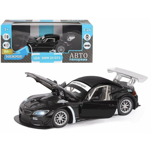 Машинка металл,1:24, BMW Z4 GT3, черный, свободный ход колес, 1 32 z4 gt3 alloy racing car model diecasts