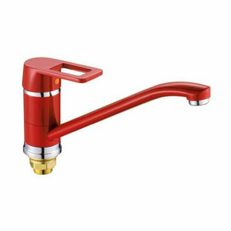 фото Смеситель для кухни с длинным изливом Potato Красный (P4930-5)