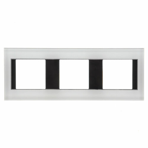 Рамка-3 BingoElec M4-3FWhite белое стекло с чёрными вставками