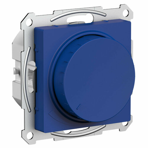 Светорегулятор поворотно-нажимной Schneider Electric Atlas Design универсальный (в т. ч. для led и клл), без нейтрали, на винтах, аквамирин