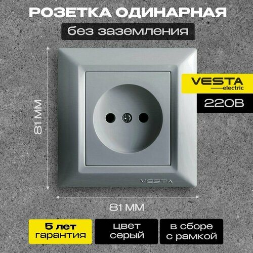 Розетка Vesta-Electric Roma Silver одинарная без заземления