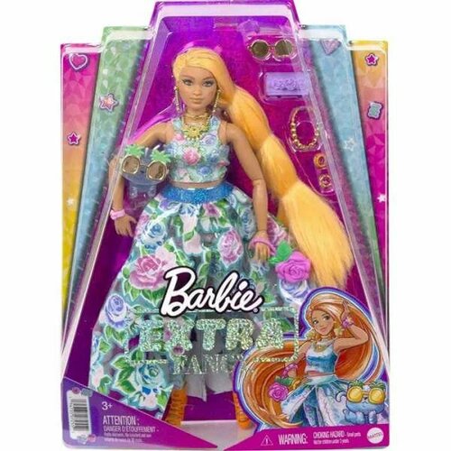 Кукла Barbie Экстра в синем платье HHN14 кукла barbie экстра с зелеными неоновыми волосами hdj44