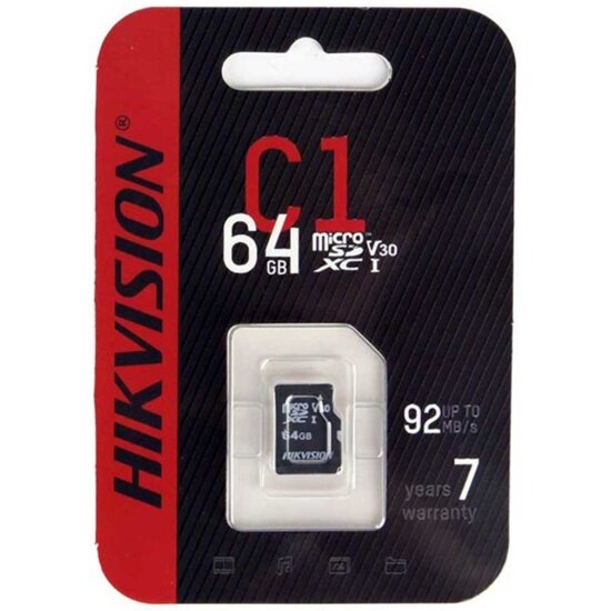 Карта памяти HIKVISION microSDXC 64Gb Class 10 UHS-I U1 (92/30 Mb/s)