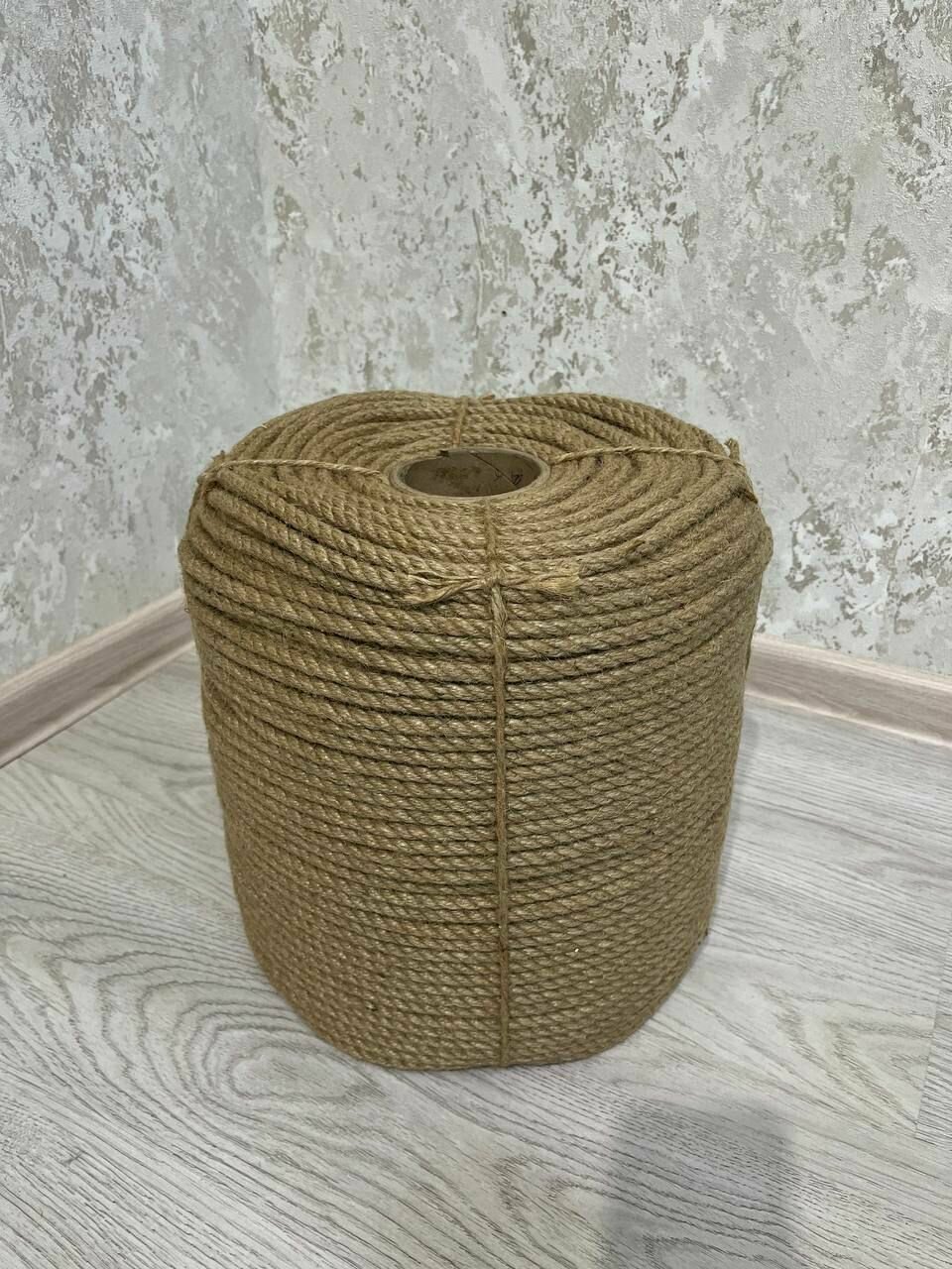 фото Канат джутовый шлифованный высший сорт 8 мм, 20 м / Джут для рукоделия 8 мм, 20 м