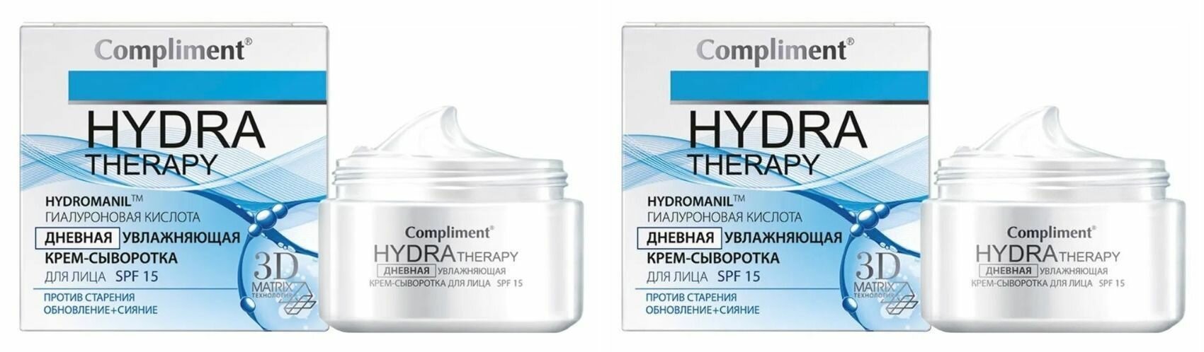 Compliment Дневная увлажняющая крем-сыворотка для лица Hydra Therapy, 50 мл, 2 шт