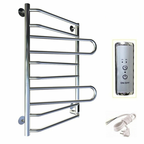 Полотенцесушитель электрический WORK-Дефендер 80x50 нержавеющая сталь с терморегулятором, 10 перекладин, подключение справа