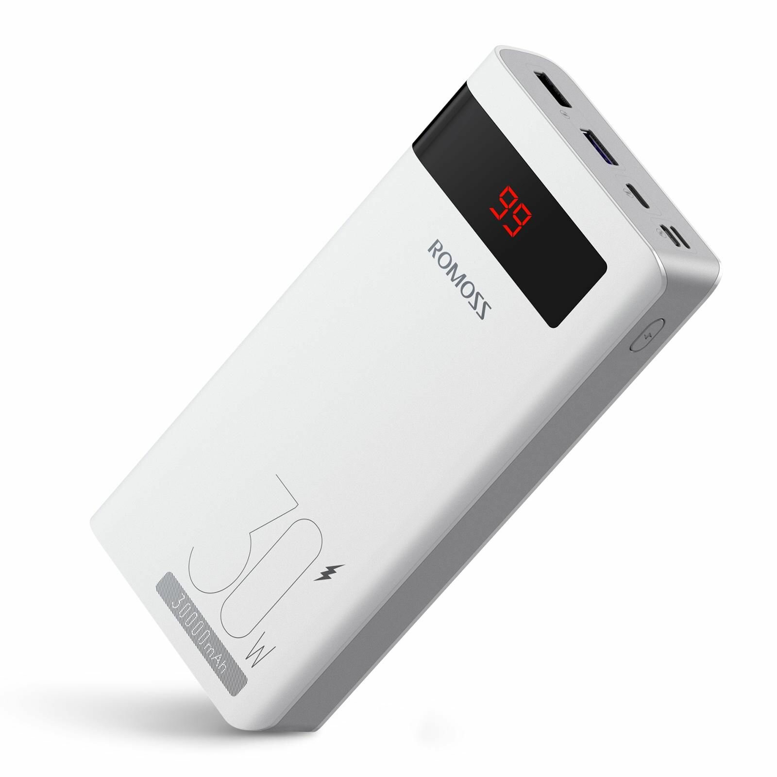 Внешний аккумулятор (Power Bank) Romoss Sense 8PS Pro 30000 mAh Быстрая зарядка LED дисплей (Белый)
