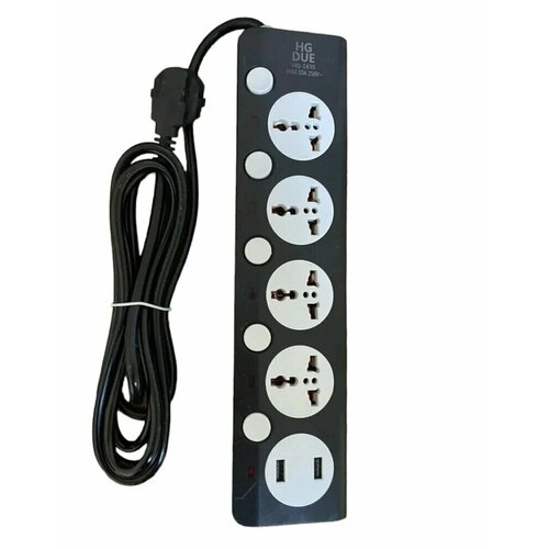 Сетевой фильтр, бытовой удлинитель с USB, длина 3 метра, 4 розетки и 2 USB