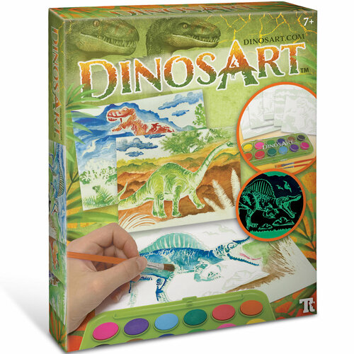 Серия Dino: Набор для рисования с палитрой и готовыми эскизами (5 эскизов, краски, кисти) 15052_NSDA набор для рисования акварелью 36 48 цветов