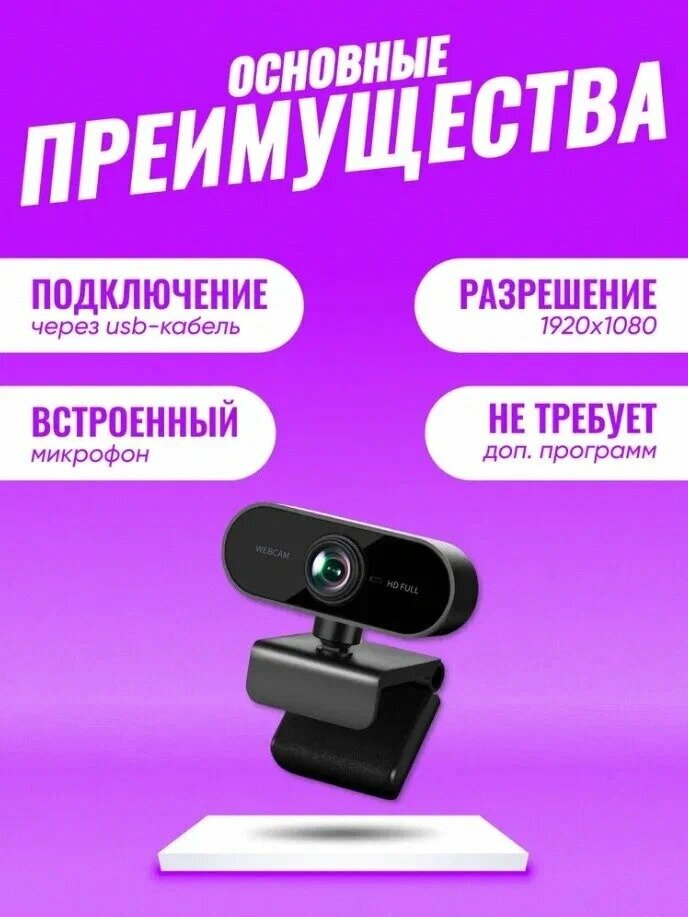 Веб-камера Full HD с микрофоном для ноутбука и ПК