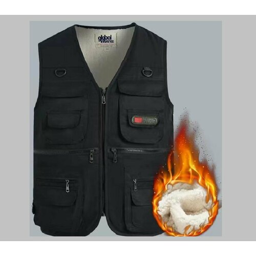 Жилет с карманами строительный, утепленный, 3xl черный