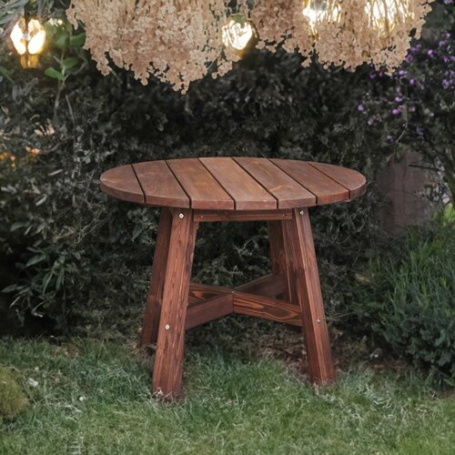 Стол садовый деревянный круглый Ойвинд из массива сосны для сада 105х105 см, венге
