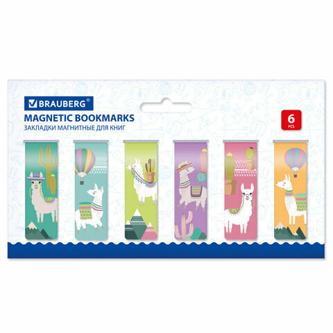 Закладки для книг магнитные, "ANIMALS", набор 30 шт, 60x20 мм, BRAUBERG, 113176