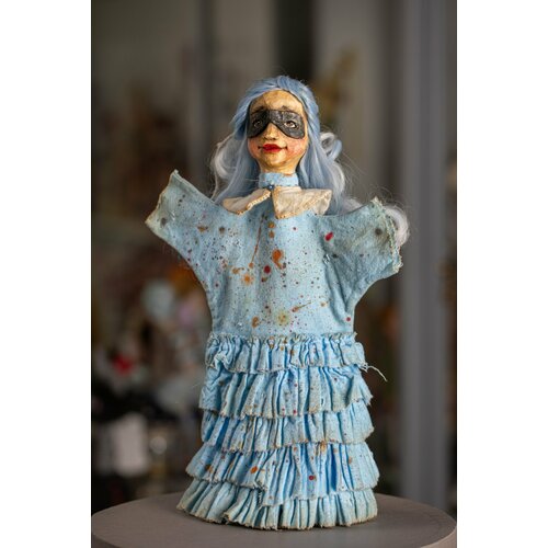 Авторская перчаточная кукла Мальвина ручной работы, деревянная перчаточная кукла дед