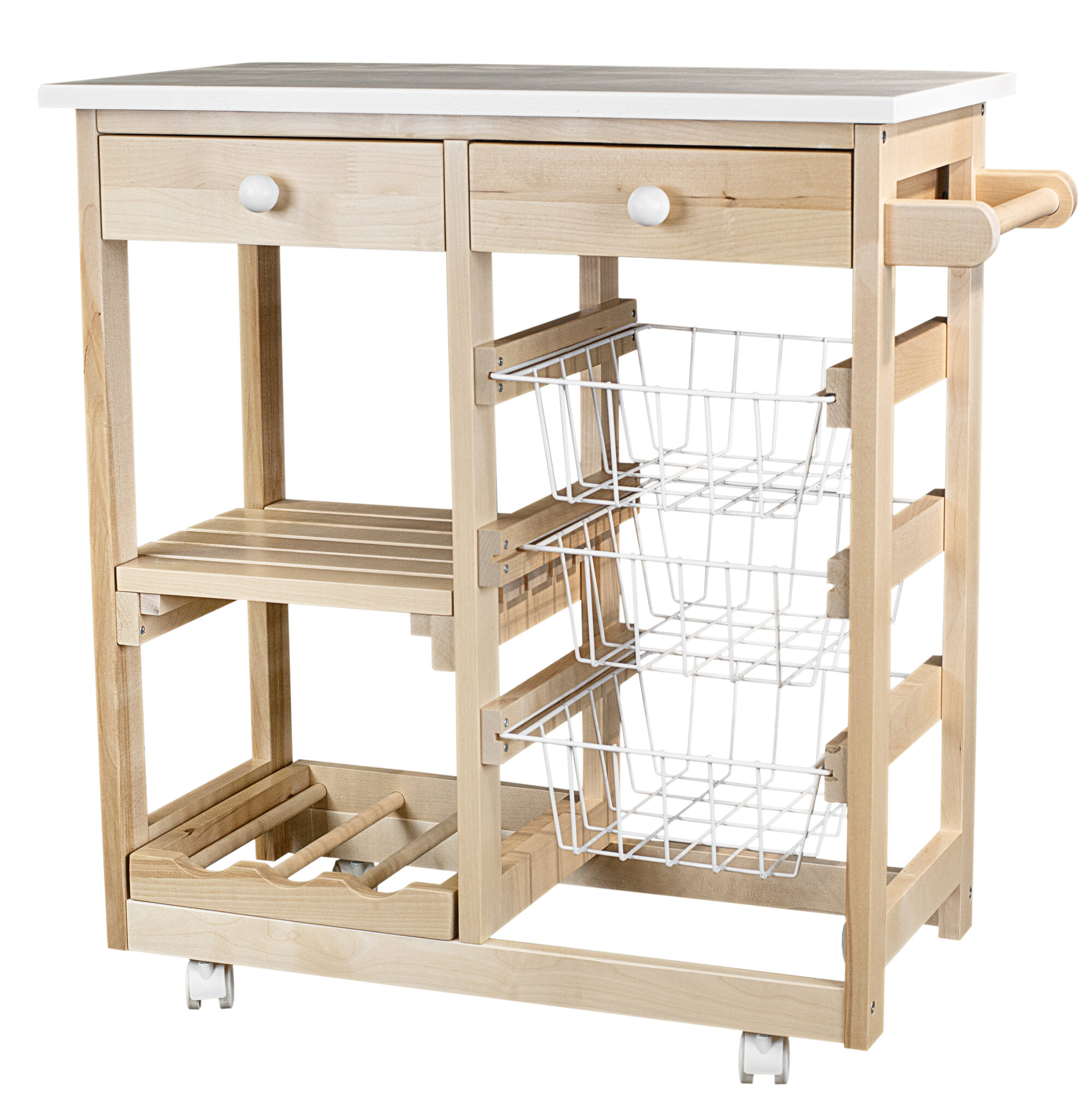 Тумба с баром и корзинами белый/лак — фото 1