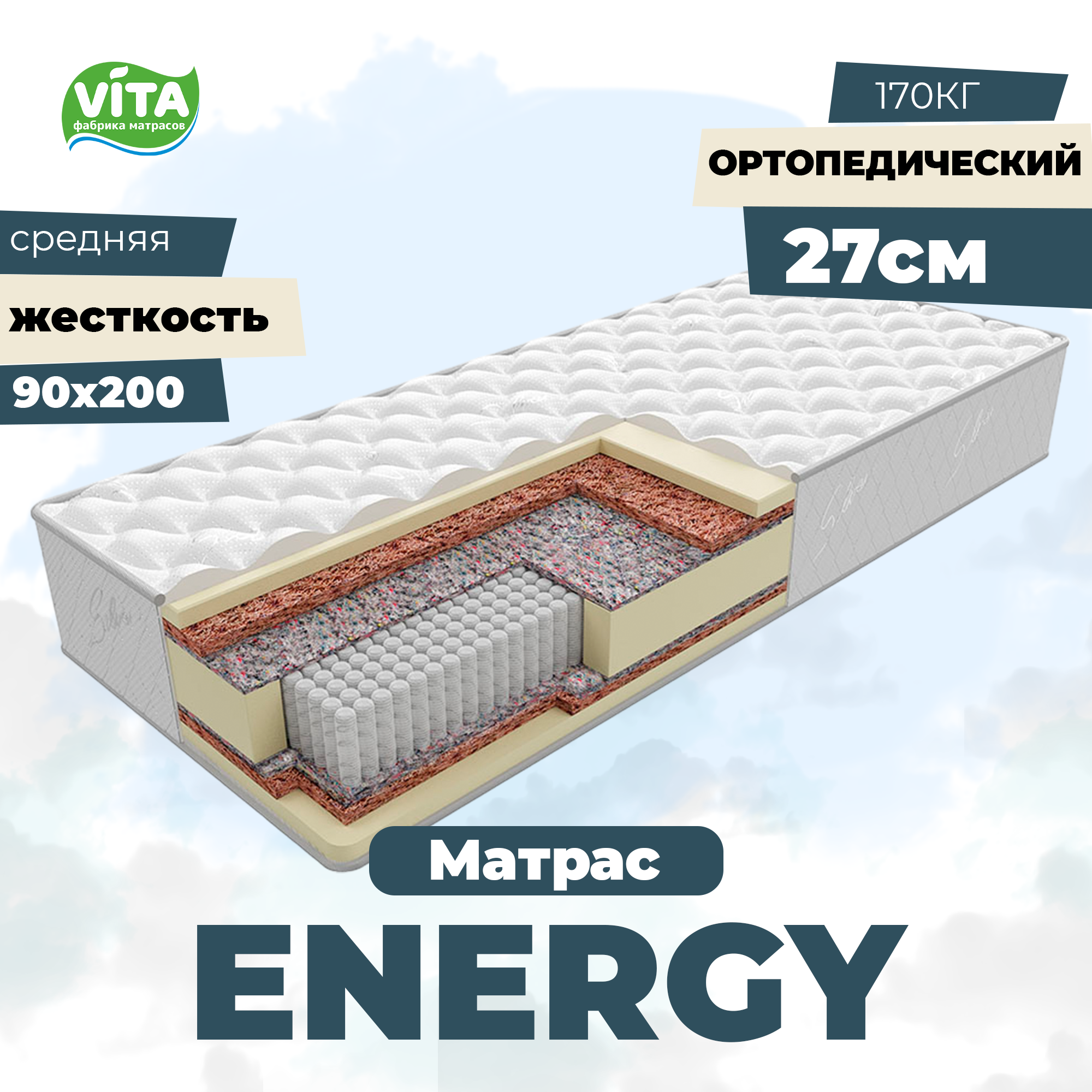 Матрас ортопедический пружинный Energy S 1000 (90х200)