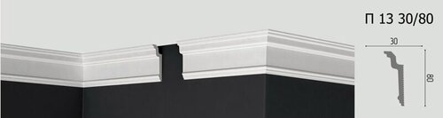 Изображение товара Плинтус потолочный Де-Багет П-13 30/80, 1шт (длина 2м)