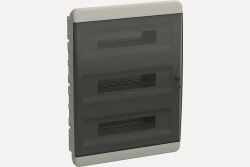 Изображение товара Корпус пластиковый IEK TEKFOR ЩРВ-П-54 IP41 черная прозрачная дверь 54 модуля встраиваемый