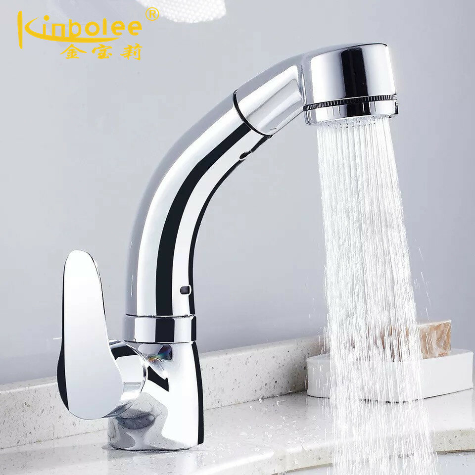 фото Смеситель для раковины, керамика, выдвижной, черный